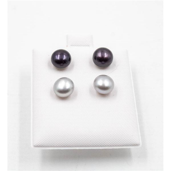 #167-NATURAL AKOYA PEARL STUD EARRINGS 2 PAIRS