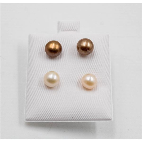 #181-NATURAL AKOYA PEARL STUD EARRINGS 2 PAIRS