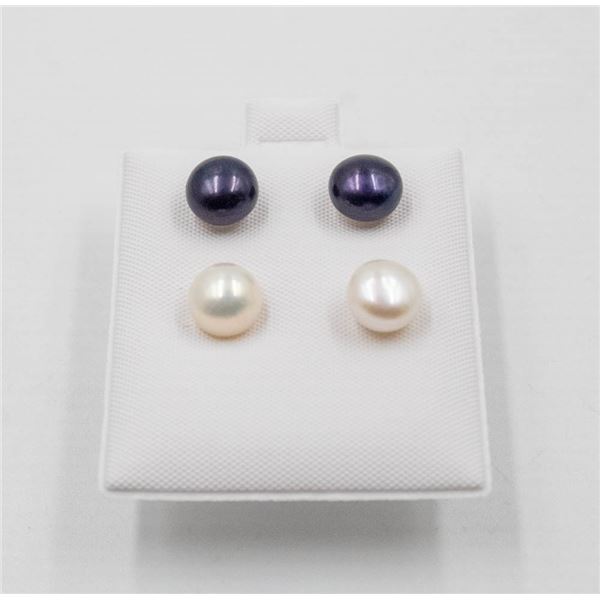 #173-NATURAL AKOYA PEARL STUD EARRINGS 2 PAIRS
