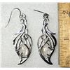 Image 1 : 19)  SILVER TONE DROP EARRINGS WITH LAB