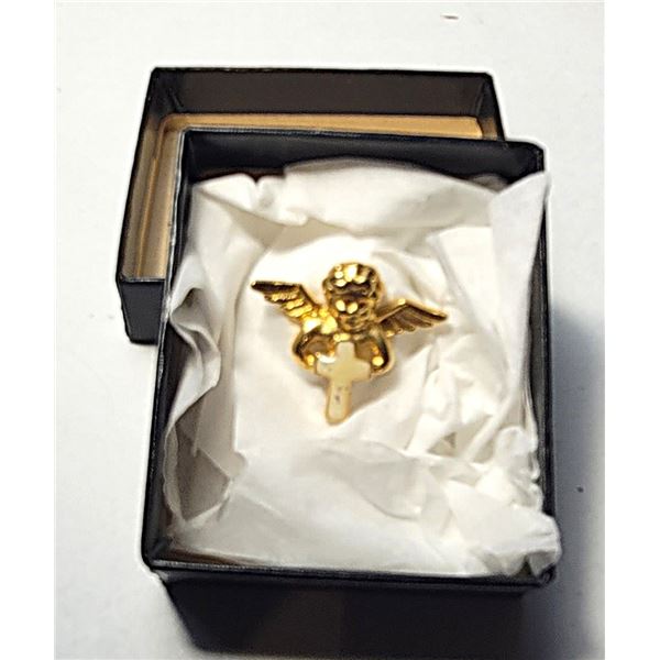 13)  GOLD TONE CONFIRMATION ANGEL WITH