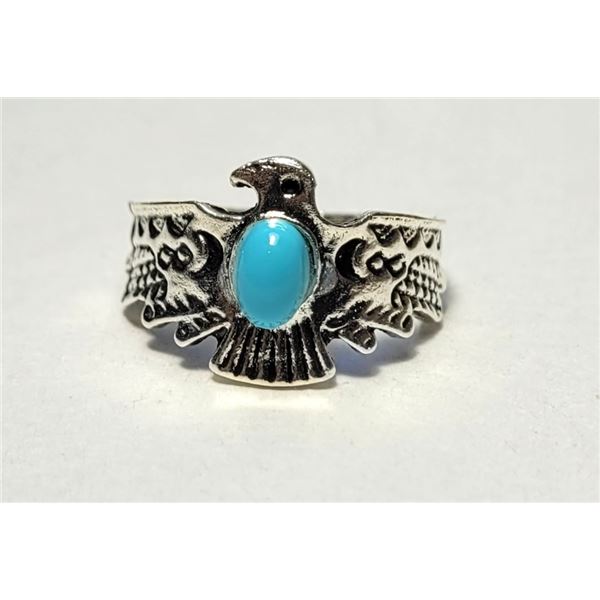 27)  SILVER TONE SIZE 6 "THUNDERBIRD" RING