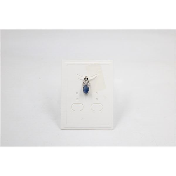 #136-NATURAL BLUE SAPPHIRE & CZ  PENDANT