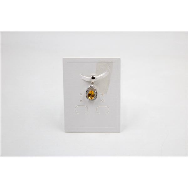 #113-NATURAL CITRIN & CZ  PENDANT