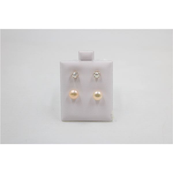 #194-NATURAL AKOYA PEARL STUD EARRINGS 2 PAIRS