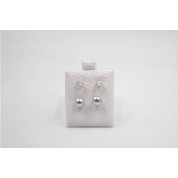#193-NATURAL AKOYA PEARL STUD EARRINGS 2 PAIRS