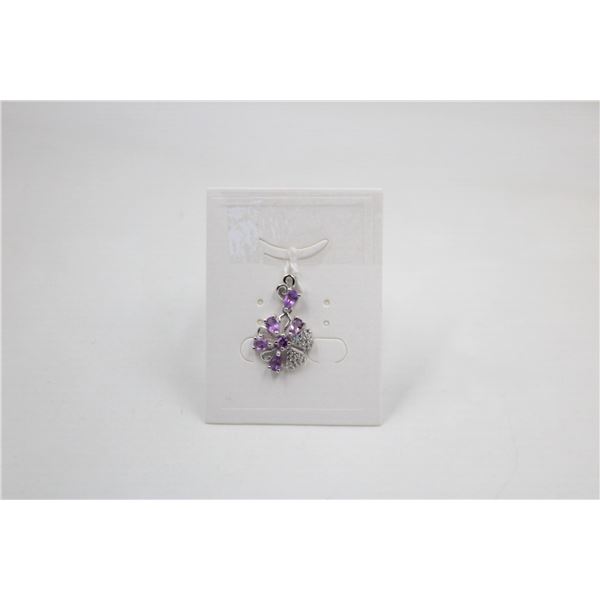 #90-NATURAL AMETHYST & CZ  PENDANT