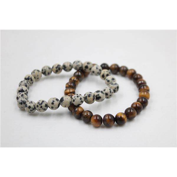 #205-NATURAL TIGER EYE & JASPER SPORT BEAD BRACELE