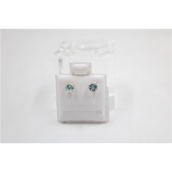 #31-NATURAL SKY BLUE TOPAZ STUD EARRINGS