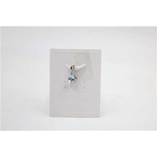 #143-NATURAL BLUE TOPAZ & CZ PENDANT
