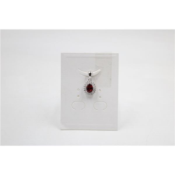 #119-NATURAL GARNET & CZ PENDANT