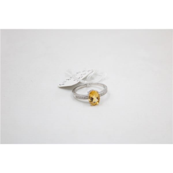 #162-NATURAL CITRIN  & ZIRCON RING SIZE 5.75