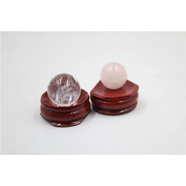 #229- NATURAL PINK ROSE QUARTZ & CLEAR ASPHEREBALL