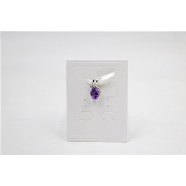 #77-NATURAL AMETHYST & CZ  PENDANT