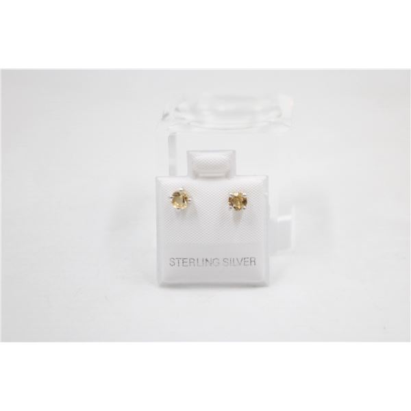 #44-NATURAL YELLOW CITRIN STUD EARRINGS