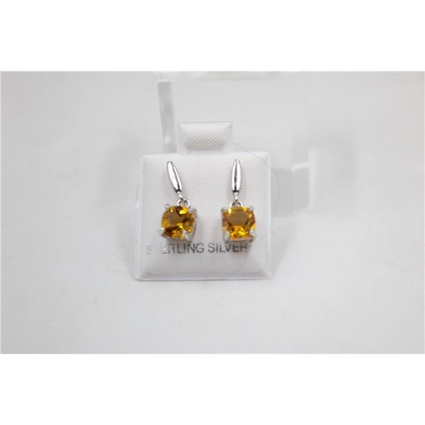 #54-NATURAL CITRIN DANGLE  EARRINGS