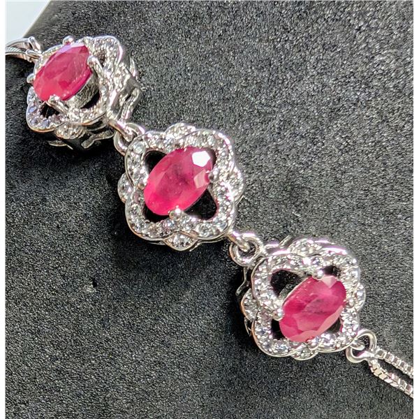 SILVER 5.5G RUBY 1.5CT BRACELET