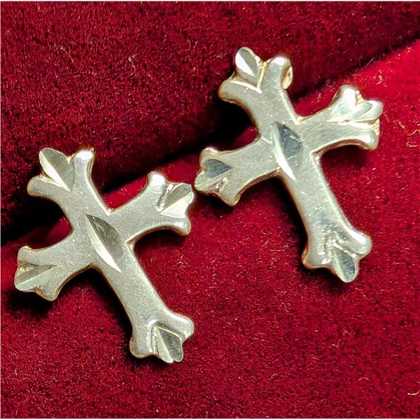 SILVER 1G CROSS EARRINGS