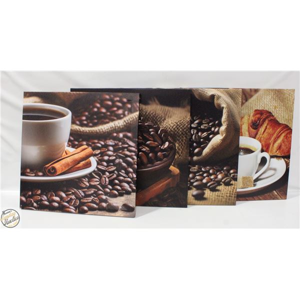 NEW 4PCS COFFEE BEAN WALL ART 16 X 16"