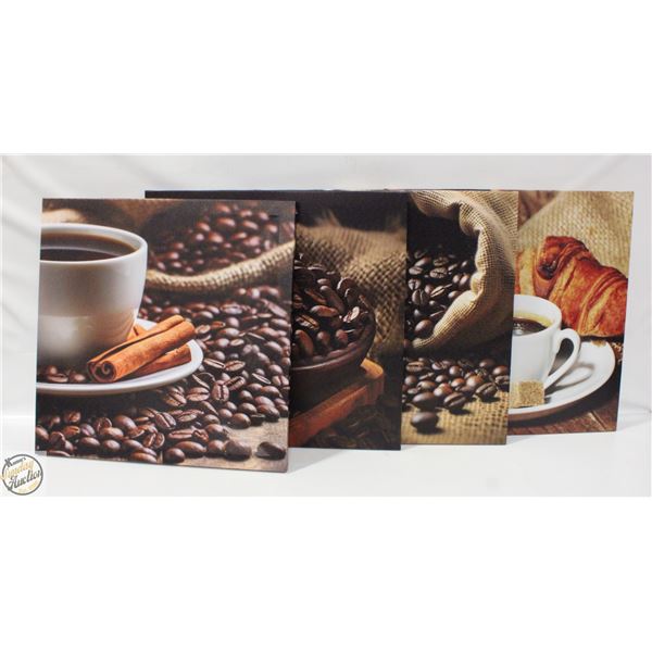 NEW 4PCS COFFEE BEAN WALL ART 16 X 16"