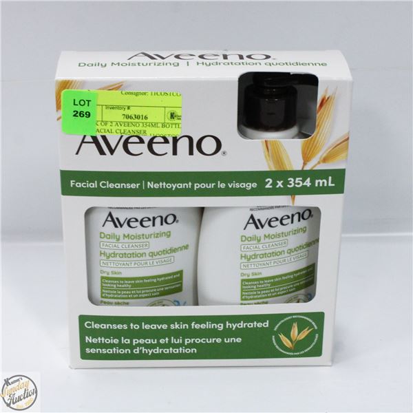 PACK OF 2 AVEENO 354ML BOTTLES OF FACIAL CLEANSER