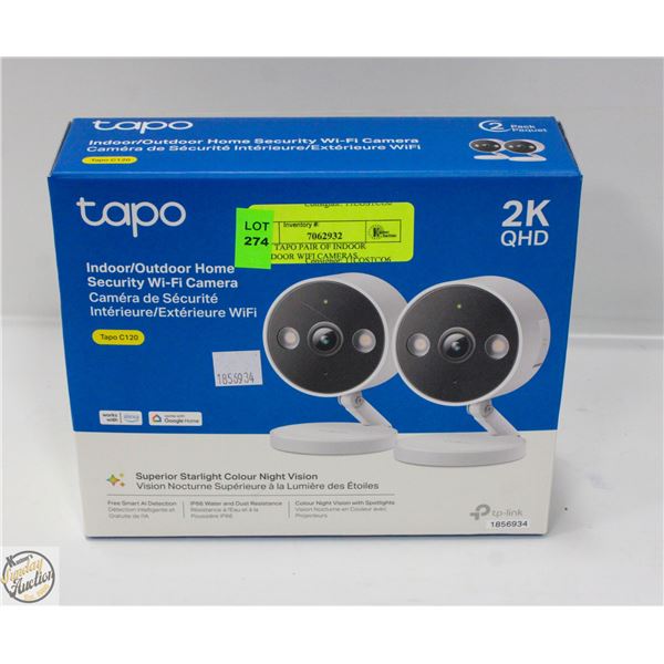 NEW TAPO PAIR OF INDOOR OUTDOOR WIFI CAMERAS