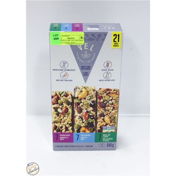 BOX WITH 21 VEL ALL NATURAL VARIETY CEREAL BARS