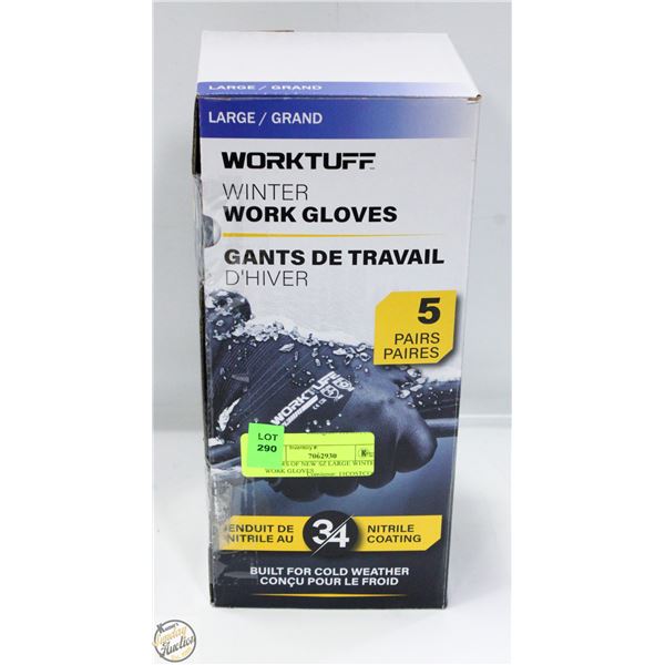 5 PAIRS OF NEW SZ LARGE WINTER WORK GLOVES