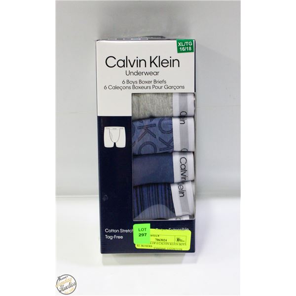 NEW PACK OF 6 CALVIN KLEIN BOYS XL BOXERS