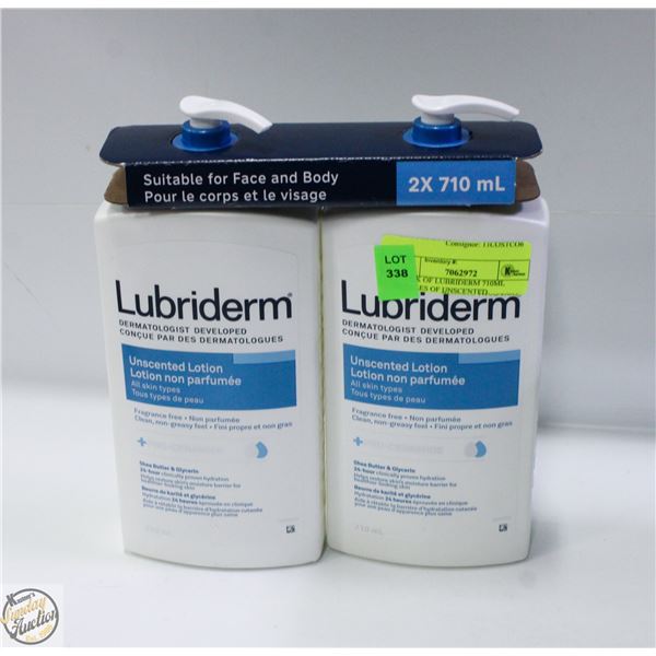 2 PACK OF LUBRIDERM 710ML BOTTLES OF UNSCENTED