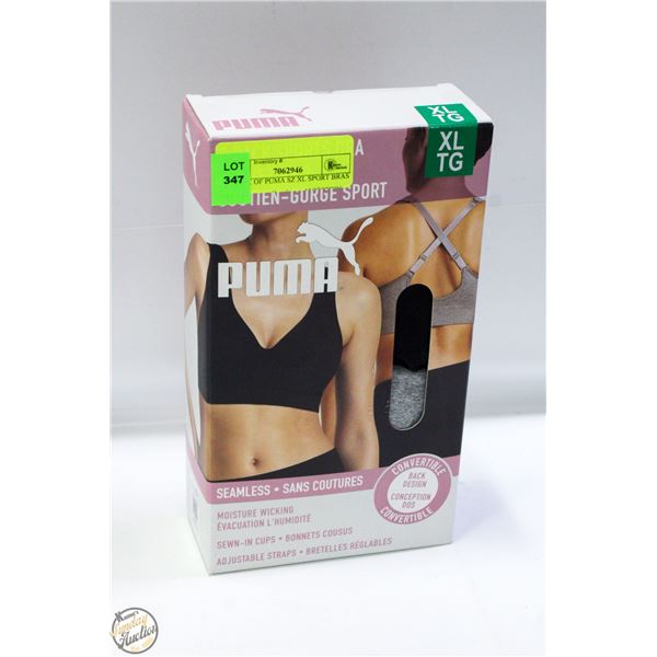 2 PACK OF PUMA SZ XL SPORT BRAS