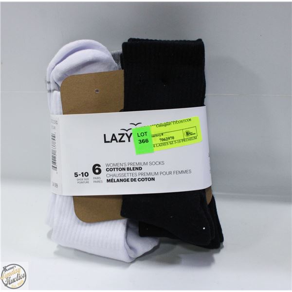 PACK OF 6 LADIES SZ 5-10 PREMIUM SOCKS