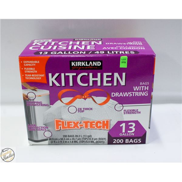 200PK KIRKLAND DRAWSTRING KITCHEN BAGS 13 GALLON