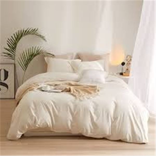 NEW ZONII KING SIZE CREAM WHITE DUVET COVER SET