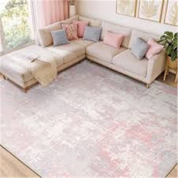 NEW PINK AREA RUG 9 X 12FT ABSTRACT