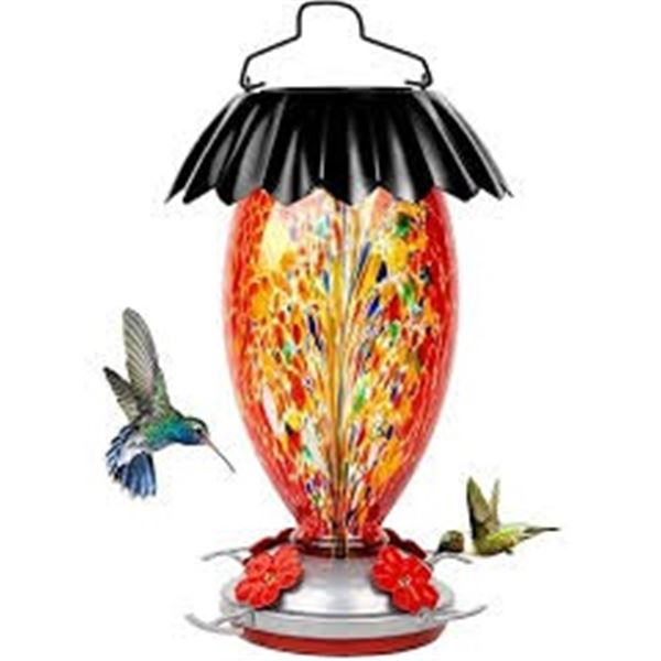 BRAND NEW SOLAR HAND BROWN GLASS HUMMINGBIRD FEED