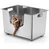 Image 1 : NEW PTIOM STAINLESS STEEL CAT LITTER BOX