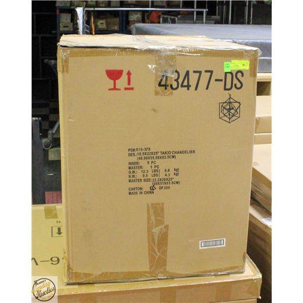 NEW W BOX 19" 2 LIGHT CHANDELIER GEOMETRIC PATTERN