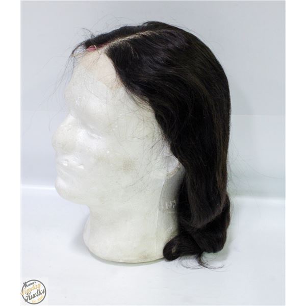 100% HUMAN HAIR BODY WAVE CLOSURE 14" WIG COLOR #2