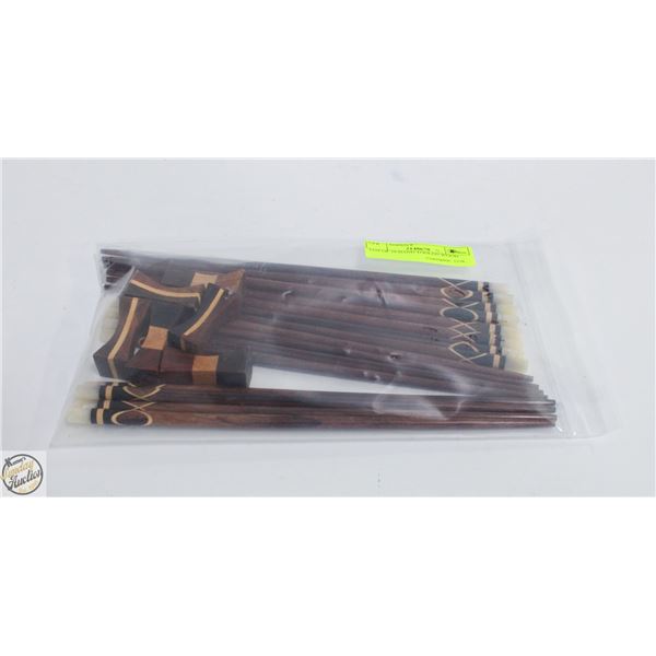 LOT OF 16 HAND TOOLED WOOD