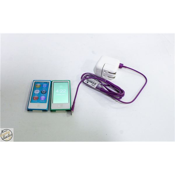 2 APPLE IPOD NANOS MODEL A1446 + 1 CORD/CHARGER