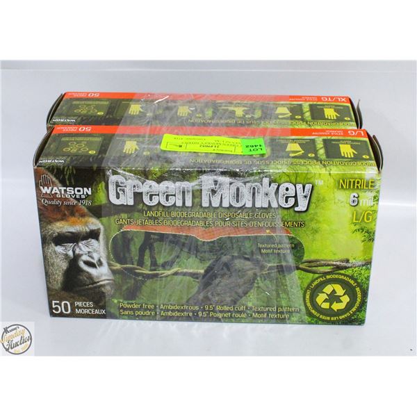 NEW GREEN MONKEY NITRILE GLOVES SZ L/XL