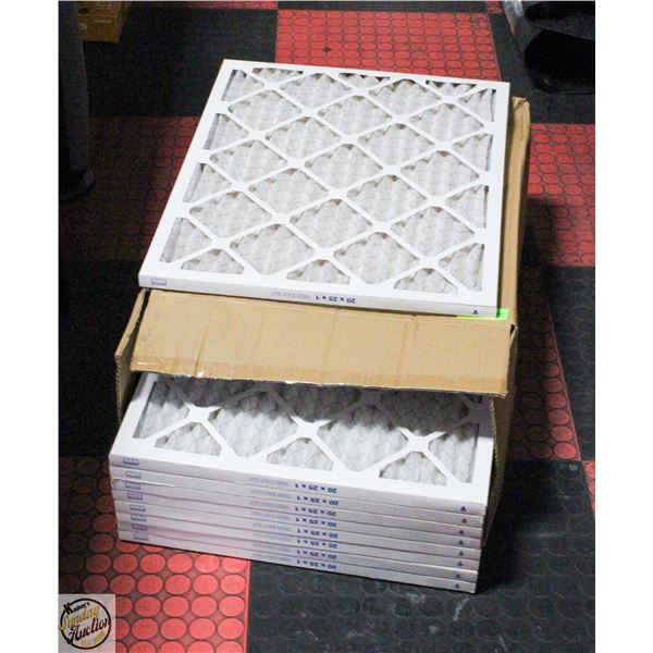 BOX W/ 9 NEW FURNACE FILTERS SIZE 20 X 25 X 1