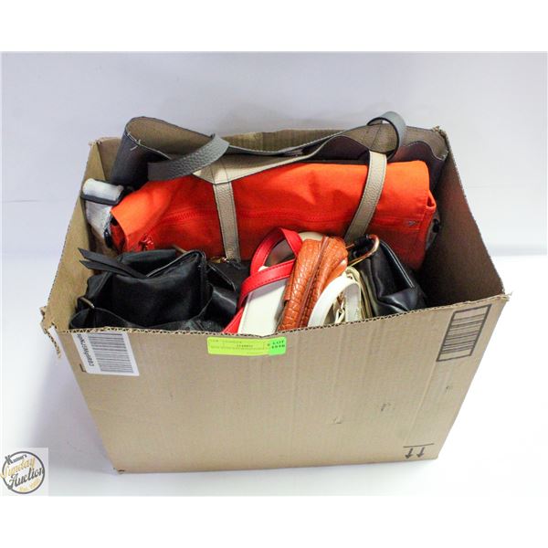 BOX WITH ASSORTED PURSES/BAGS