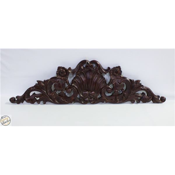 HAND CARVED TEAKWOOD FLORAL WALL DECOR