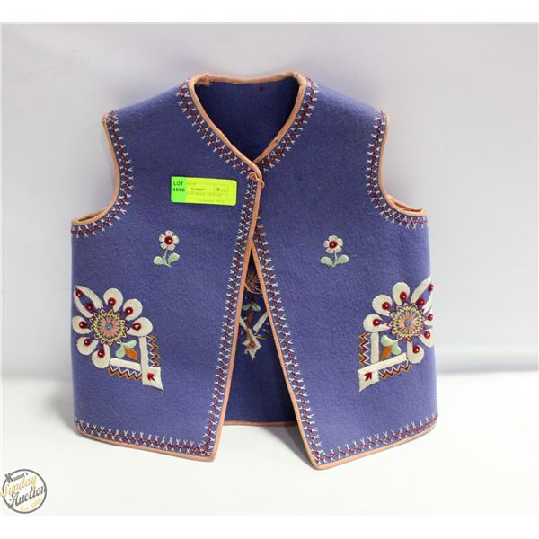 FOLK ART VEST WOOL VINTAGE FLORAL
