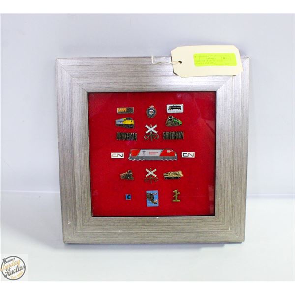 17 CPR-CNR TRAIN RELATED FRAMED LAPEL PINS