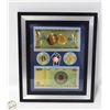 Image 1 : GOLD PLATED NOVELTY BITCOIN & NOTES FRAMED DISPLAY