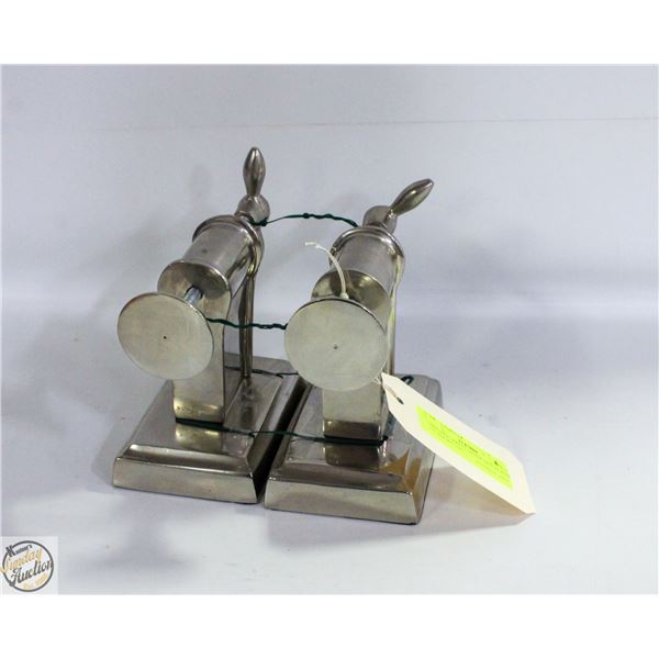 PRINTING PRESS MOTIF METAL PAIR OF BOOKENDS