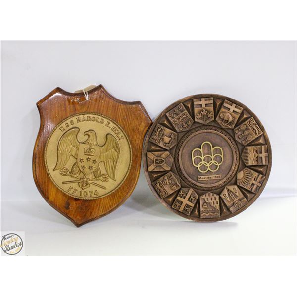 2 WALL PLAQUES USS HAROLD E. HOLT &